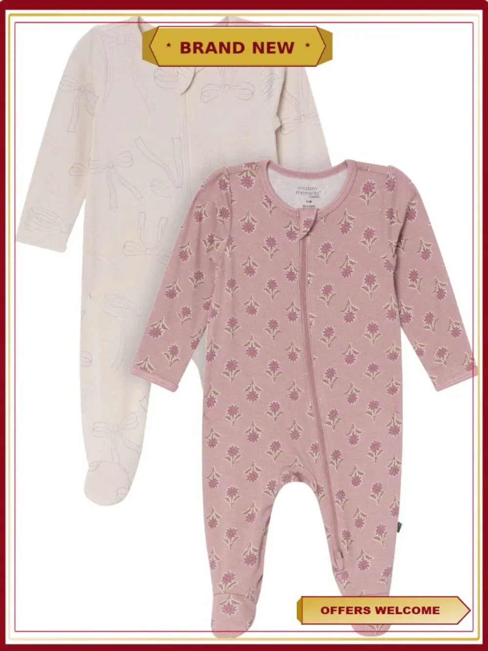 2-Pack Footed Pajamas Newborn-24M Viscose Sleep 'N Play
